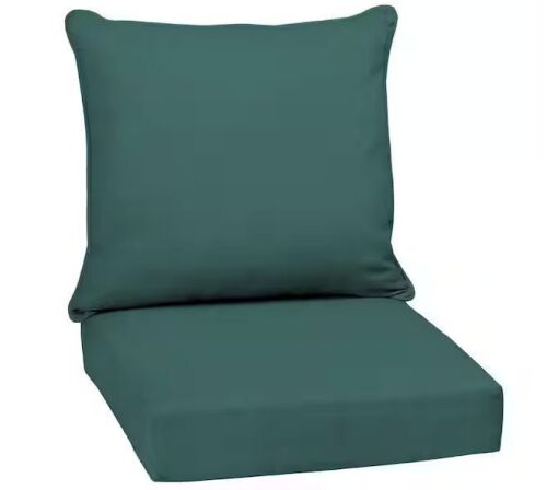 Lot of (2) ARDEN 24 in. x 24 in. Texture 2-Piece Deep Seating Outdoor Lounge Chair Cushion in Peacock Blue Green - Lot 720JF