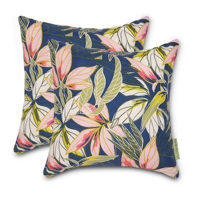 Classic Accessories Vera Bradley 2 -Pack Floral Rain Forest Leaves Blue Square Throw pillow - Lot 721JF