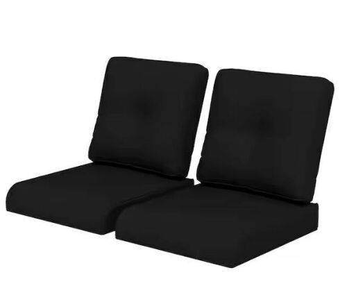 Gardenbee 22 in. x 24 in. 2-Piece Outdoor Lounge Chair Replacement Cushion Set in Black