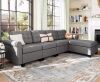 PHI VILLA 102.2 in. Modern L Shaped Linen Sectional Sofa in Gray with 1-Ottoman - Thumbnail 1