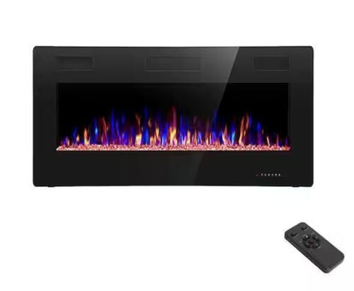 Edendirect 36 in. Wall Mounted Electric Fireplace in Black, Low Noise, Remote Control, Timer, Touch Screen