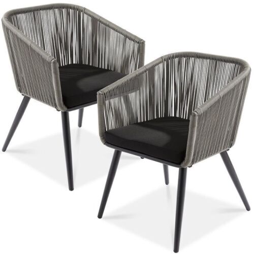 Set of 2 Outdoor Woven Wicker Patio Dining Chairs, 250lb Capacity