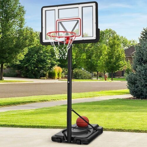 Adjustable Regulation-Size Basketball Hoop w/ Fillable Base, 2 Wheels - Base Gel Powder Bag Busted
