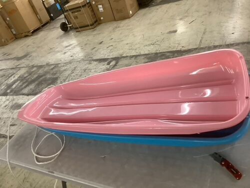 Lot of (2) 48in Kids Toboggan Snow Sled Board w/ Pull Rope, Curved Edges