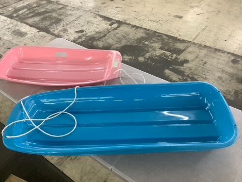 Lot of (2) Kids Outdoor Plastic Toboggan Snow Sled