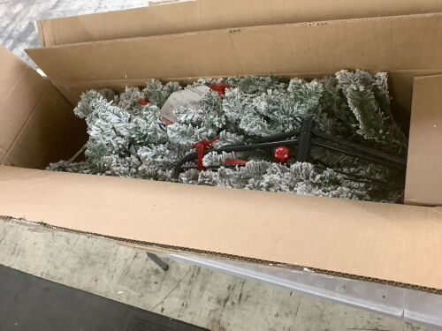 7.5' Pre-Lit Snow Flocked Artificial Pencil Christmas Tree