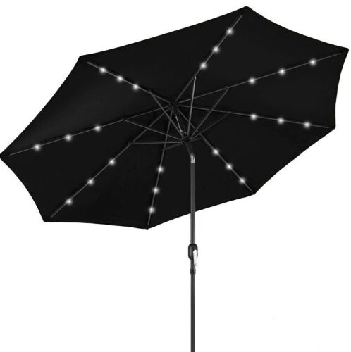 Solar LED Lighted Patio Umbrella w/ Tilt Adjustment, UV-Resistant - 10ft