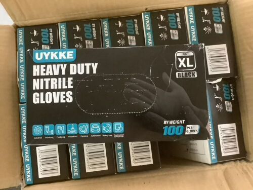 Case of Heavy Duty Black Nitrile Gloves, XL