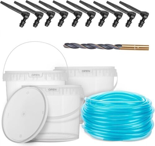 Maple Syrup Tapping Kit Starter Set with 5 Clear Buckets, 32ft Tubing, Taps & Drill Bit