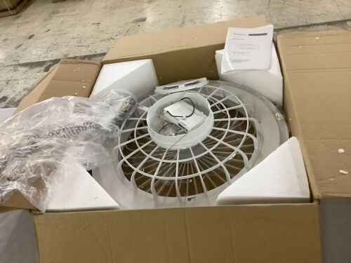 24" Low Profile Enclosed Flush Mount Ceiling Fan with RGB Lights