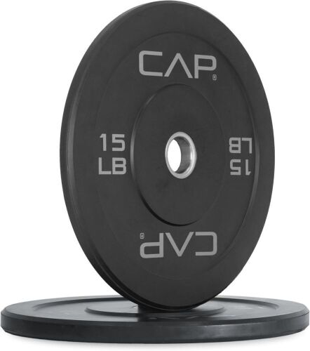 CAP Barbell Rubber Olympic Bumper Plates, 15lb Pair