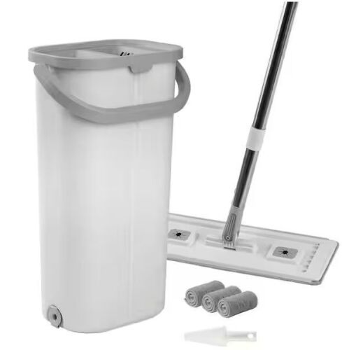 VEVOR Mop and Bucket with Wringer Set, Wet & Dry Use, Flat Mop with 3 Washable Microfiber Pads 52.17 in L x 15.7 in. W