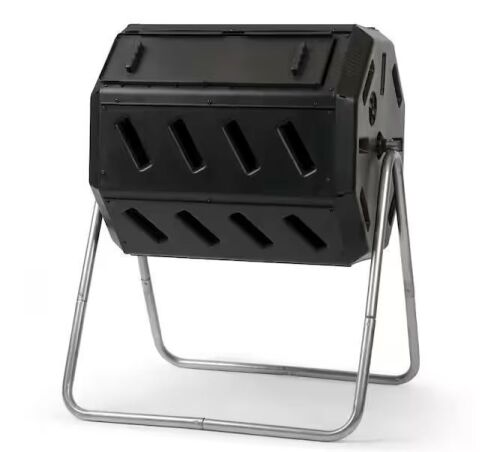 FCMP Outdoor Tumbling Composter with Two Chambers for Efficient Batch Composting