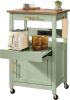Rolling Kitchen Island Cart, Cabinet W/ Drawer, Sliding Tray, Outlet, Wheels - Thumbnail 1