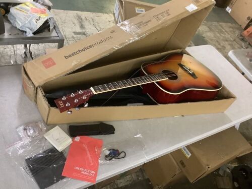 41in Acoustic Guitar Starter Kit w/ Digital Tuner, Padded Case, Picks, Strap