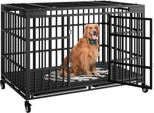 54 Inch Heavy Duty Dog Crate with Wheels