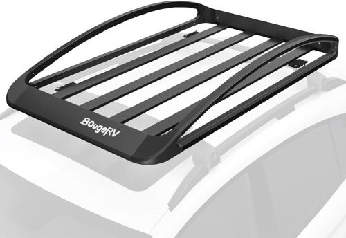 BougeRV 64'' x 40'' x 8'' Aluminum Anti-Rust Lightweight Universal Roof Rack Basket Rooftop Cargo Carrier with Wind Fairing,150LBS Load Capacity