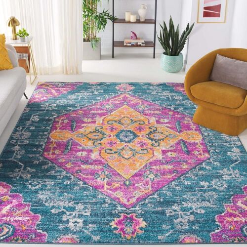 SAFAVIEH Madison Collection Area Rug 8x10, Blue & Fuchsia