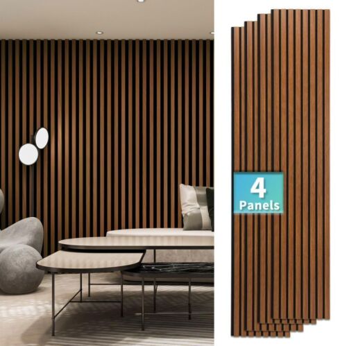 4-Pack 12" x 93" Soundproof Wood Slat Panels