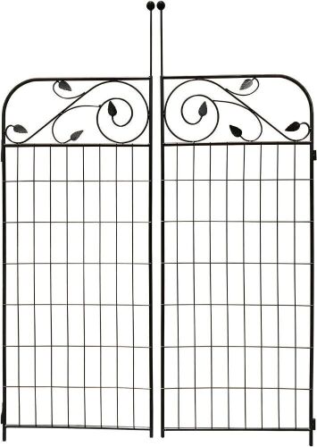 Black Coated Steel Decorative Garden Fence Gate, 44" x 36"