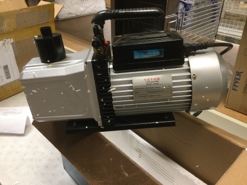 Vevor Dual 2 Stage 12CFM Vacuum Pump 1 HP Rotary Vane Deep HVAC AC Air Tool R410a R134. Powers Up, Not Tested Further. E-Commerce Return - Lot 146