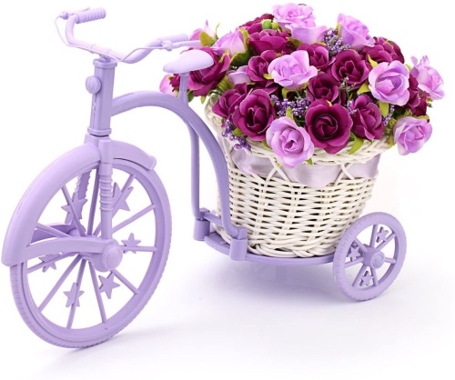 Louis Garden Nostalgic Bicycle Artificial Flower Decor/Place Setting. Pink & Yellow. Appears New.  - Lot 213