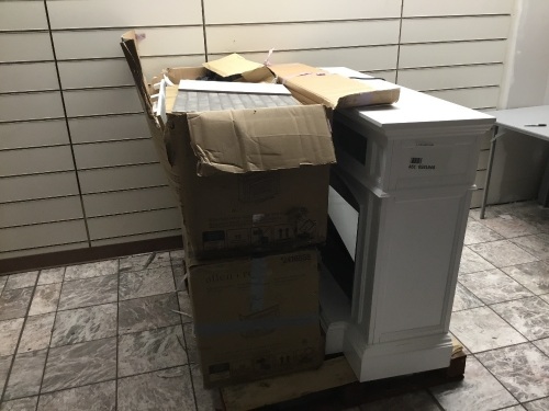 Pallet of allen + roth Electric Fireplace TV Stands - White. Appears to Have Some Cosmetic Damage/Condition Unknown.  - Lot 223