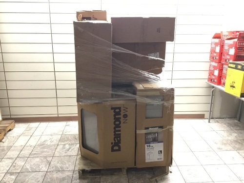 Pallet of Diamond New Cabinets. WinTucket Finish. Vatious Sizes/Applications. E-Commerce Returns. Some Have Damage.  - Lot 234