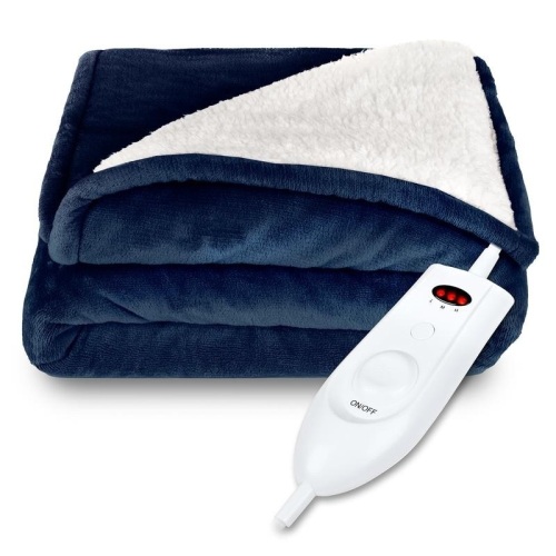 Electric Heated Reversible Sherpa Blanket w/ 3 Heat Settings, Auto Shut Off. Appears New - Lot 401