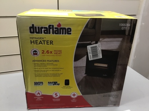 Duraflame 1500-Watt Infrared Quartz Cabinet Electric Space Heater with Remote Included. E-Commerce. Tested/Works, Glitchy Display - Lot 413
