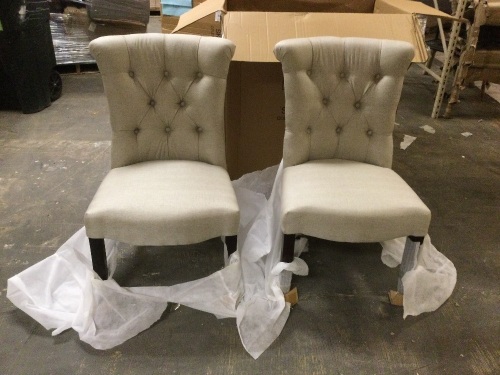Lot of (2) New Pier1 Colette Tufted Upholstered Dining Chairs - Lot 428