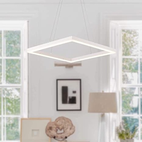 MADEM Modern LED Contemporary Chandelier, 23.6'', Adjustable Hanging Square Pendant Lighting, Warm White. Appears New  - Lot 447