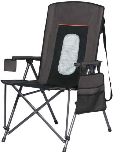 PORTAL Oversized Quad Folding Camping Chair High Back Cup Holder Hard Armrest Storage Pockets Carry Bag Included Support 300 lbs. Appears New - Lot 450