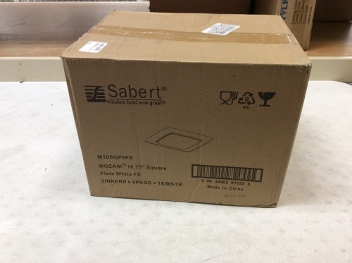 Sabert- Case of 19- 8 Pack 10.75 White Mozaik Square Plates - Lot 453
