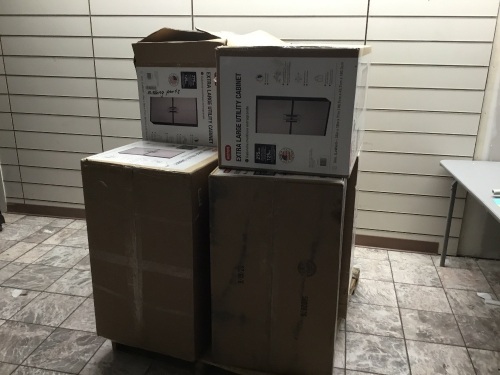 Lof of Utility Cabinets. Various Sizes/Applications. Condition Unknown. See Pics.  - Lot 465