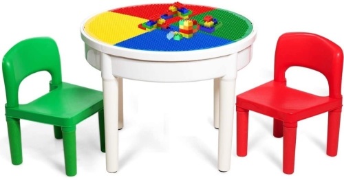 Kids Multi Activity Table w/ Storage & (10)pc Mini Brick Set. (Chairs Not Included.)  Appears New  - Lot 508