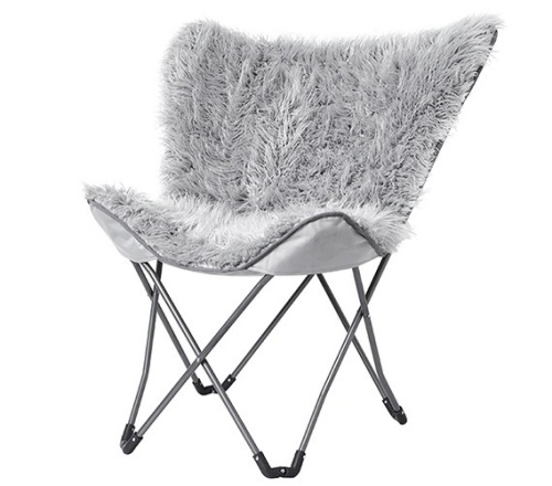 Cozy Fur Butterfly Chair, Glacier Gray. Appears New - Lot 621
