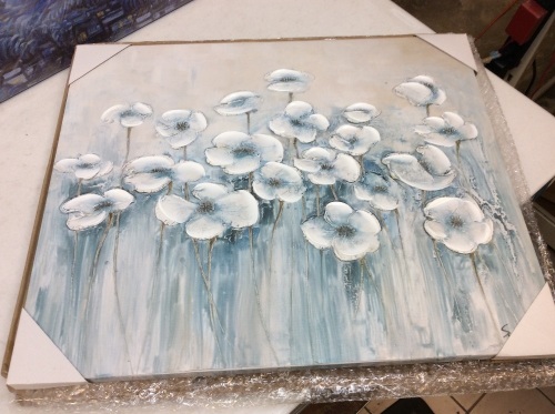 Summer White Flowers Canvas Framed Print. - Lot 622