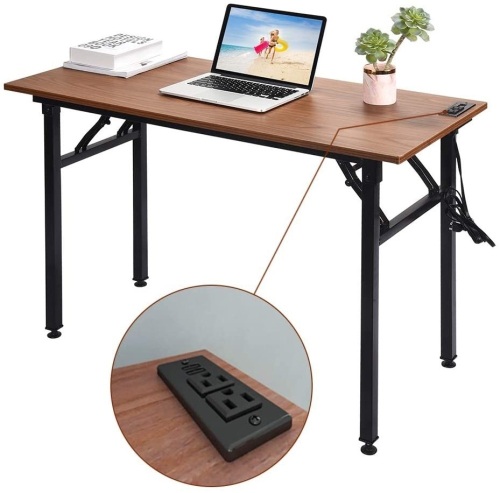 Frylr Small Folding Writing Desk with USB Ports Power Plugs. Untested. Appears New - Lot 623
