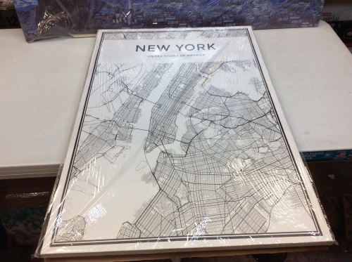 New York City Street Grid Canvas Framed Print. Appears New. - Lot 627