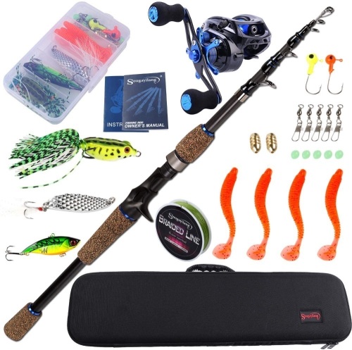 Sougayilang Right Handed Full Reel, 6.9 ft Baitcasting Rod w/ Reel Combo Kit w/ Carrier Bag. E-Commerce. Appears New.   - Lot 650