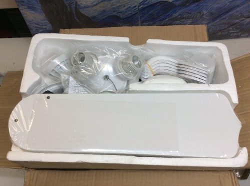 42" White Simple Style Ceiling Fan. E26 Bulbs, White Blades. Appears New  - Lot 673