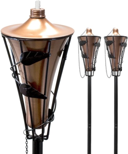 Matney Outdoor Metal Patio Torches w/ Fiberglass Wick & Snuffer Cap (60 Inch, 2 Pack). Appears New  - Lot 679