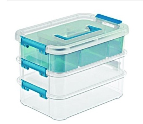 (2) Cases of 6, Sterilite Handle Box, 3 Tier Stack Tray, Clear. Appears New  - Lot 681