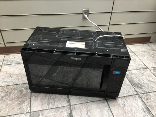 Whirlpool Above Range/Hood Microwave, Black. Powers On/Not Tested Further. Appears New.  - Lot 689