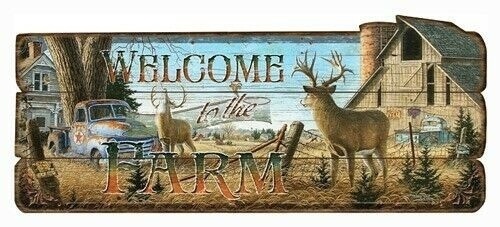 Rivers Edge Wood Sign 34"x14" "welcome To The Farm" 1959. Appears New.  - Lot 697