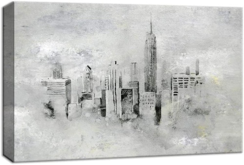 (5) NWT Canvas Wall Art. Abstract New York Painting Framed. 16x24 inches.  - Lot 701