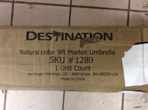 Destination Gear Natural Color 9ft Market Umbrella, Burgundy. Appears New  - Lot 802