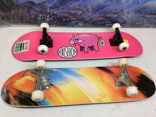 ENKEEO & Playshion 32" Skateboard Complete 9 Ply Maple Wood Double Kick Concave Skateboards, For Beginners and Pros. ENKEEO Appears New. Playshion Appears New with Minor Cosmetic Damage.  - Lot 810