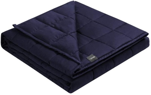 ZonLi Weighted Blanket, 20 lbs, 60'' x 80''- Queen Size, Navy Blue, 100% Cotton Material w/ Glass Beads. Appears New - Lot 814